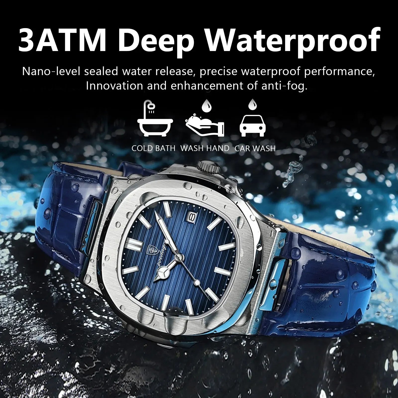 Man Watch Date Waterproof Stainless Steal