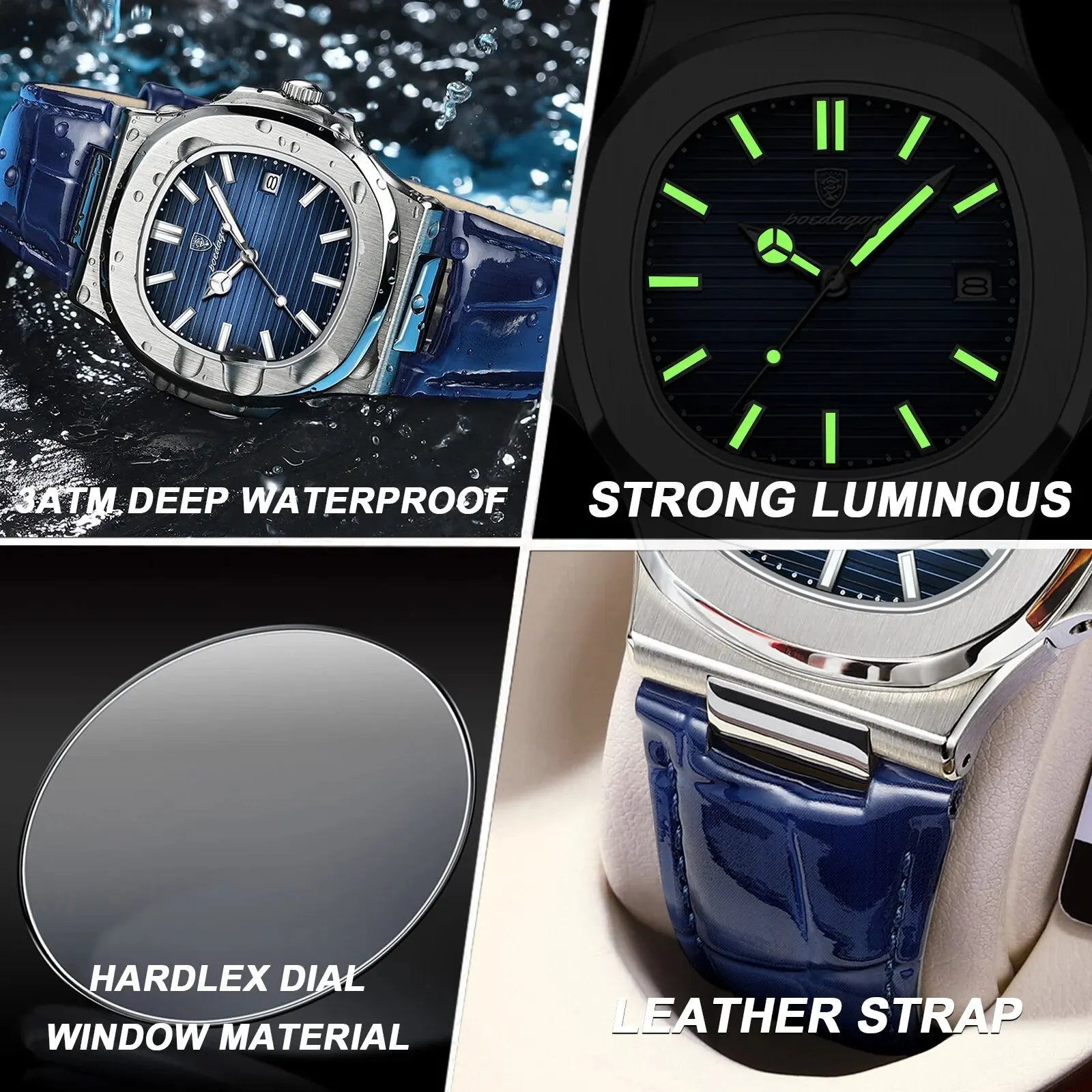 Man Watch Date Waterproof Stainless Steal