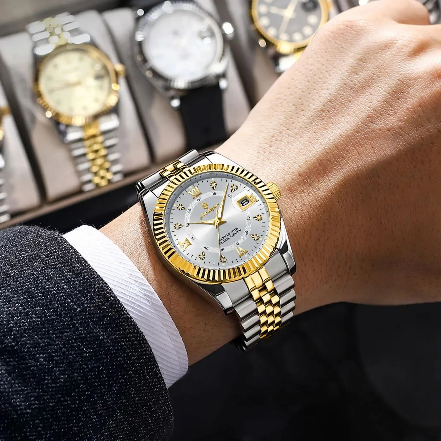 Men Wristwatch Waterproof Luminous Date Military Man Watch Stainless Steel