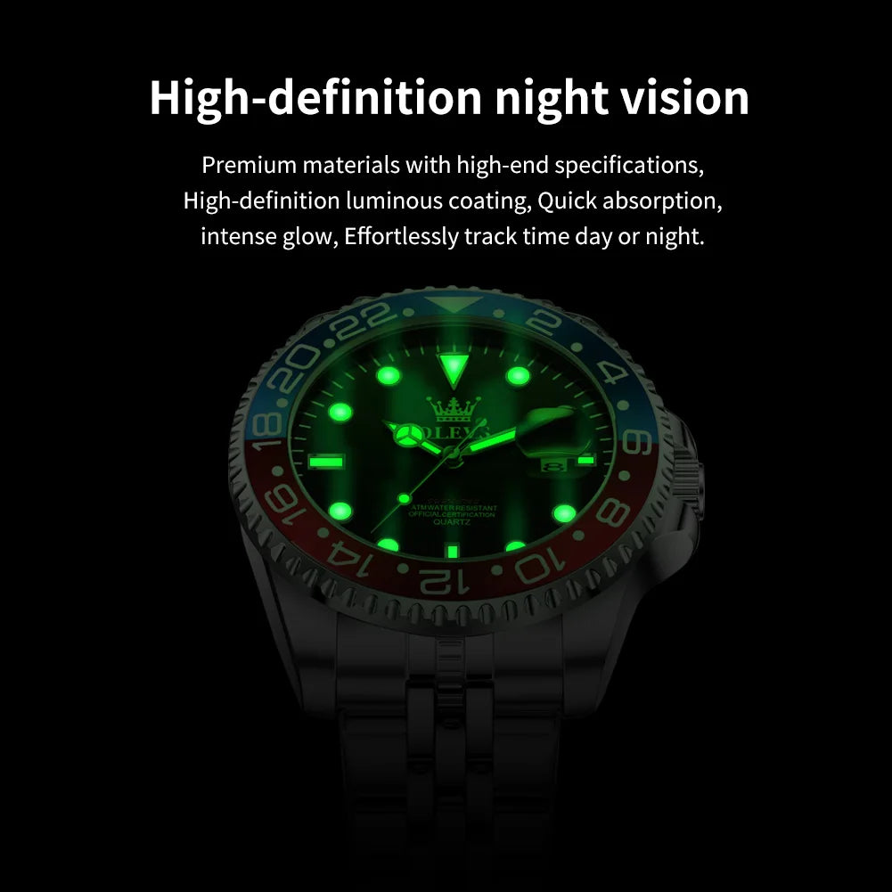 Mens Watch Original Calendar Wristwatch Waterproof Stainless Steal