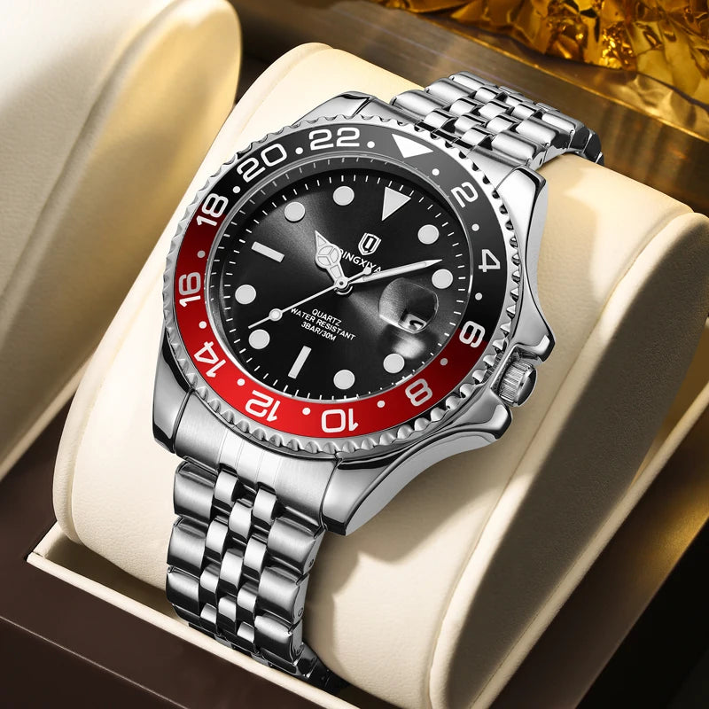 Men Watch Waterproof Luminous Date Man Watch Stainless Steel