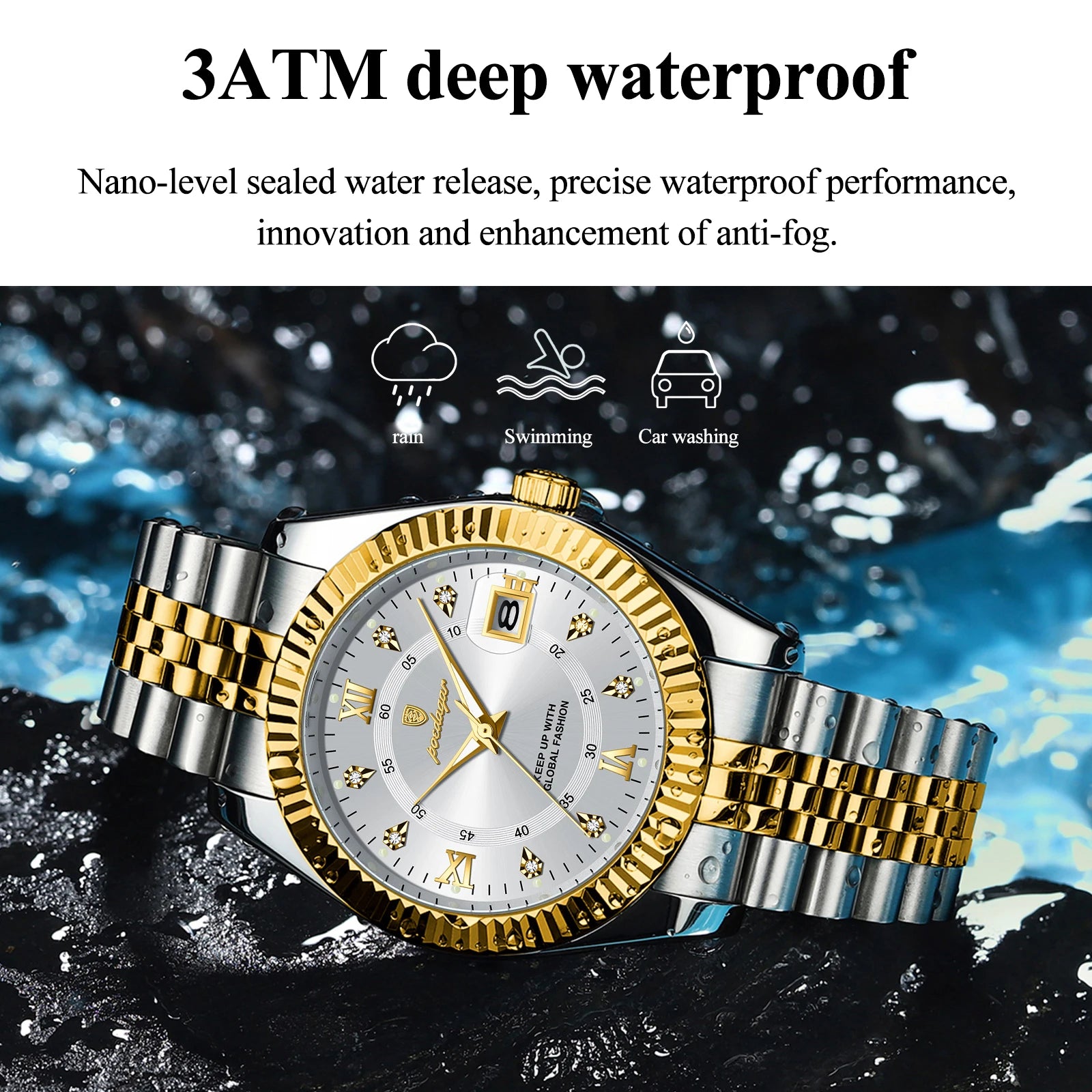 Men Wristwatch Waterproof Luminous Date Military Man Watch Stainless Steel
