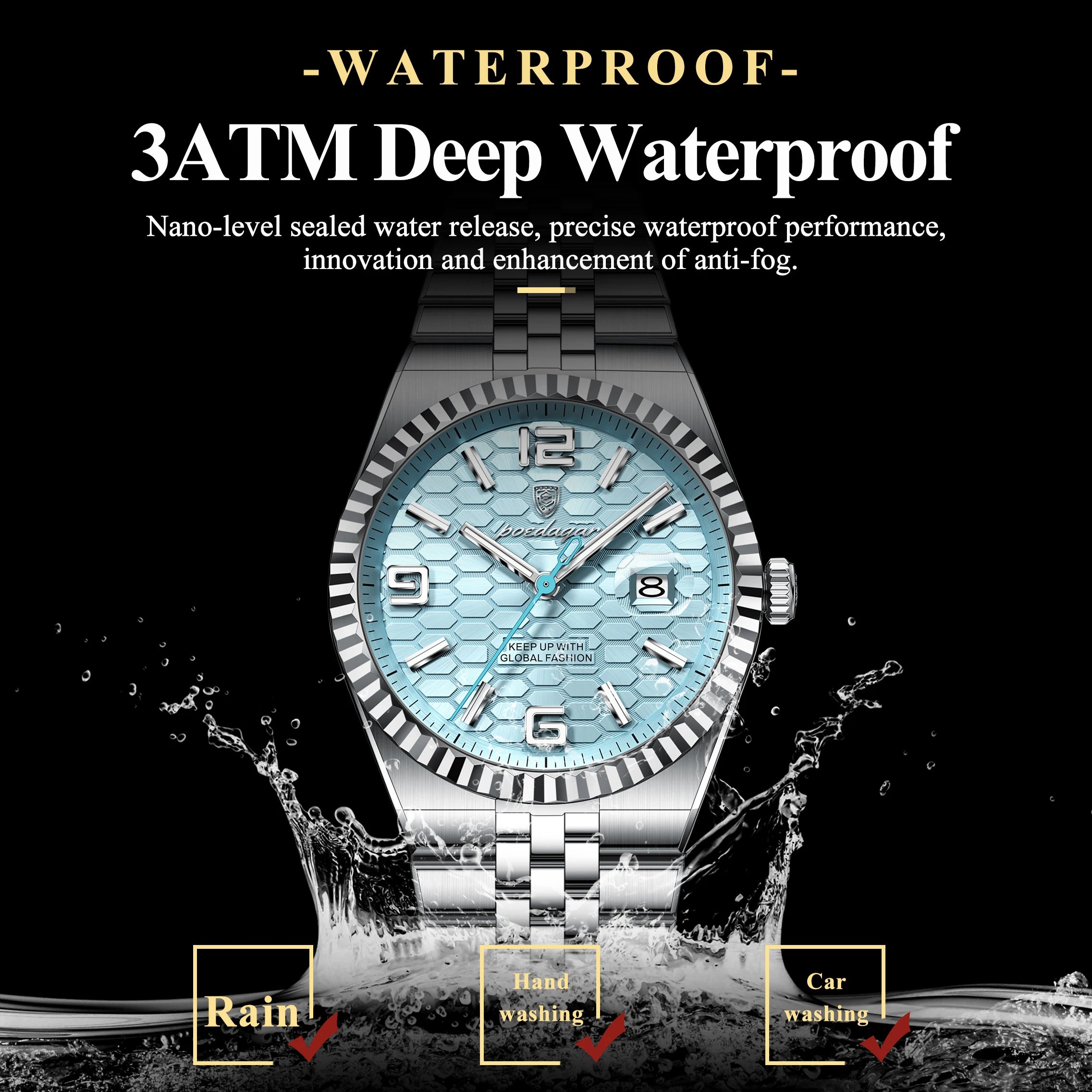 Men Clock Waterproof Luminous Date Luxury Man Watch Stainless Steel