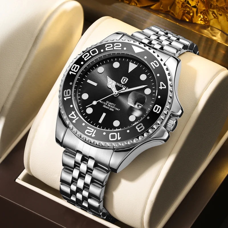 Men Watch Waterproof Luminous Date Man Watch Stainless Steel