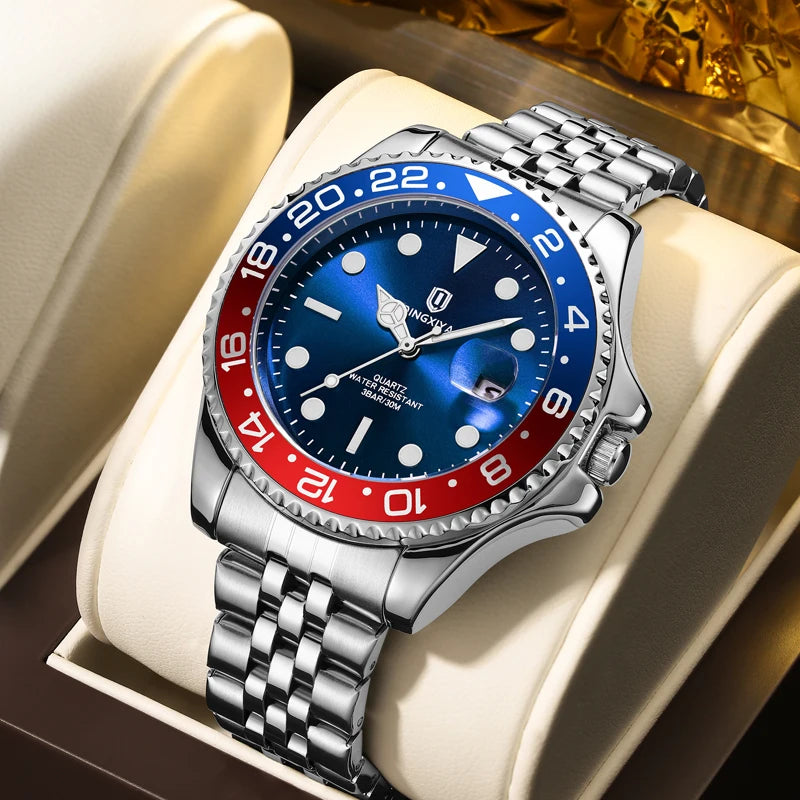 Men Watch Waterproof Luminous Date Man Watch Stainless Steel