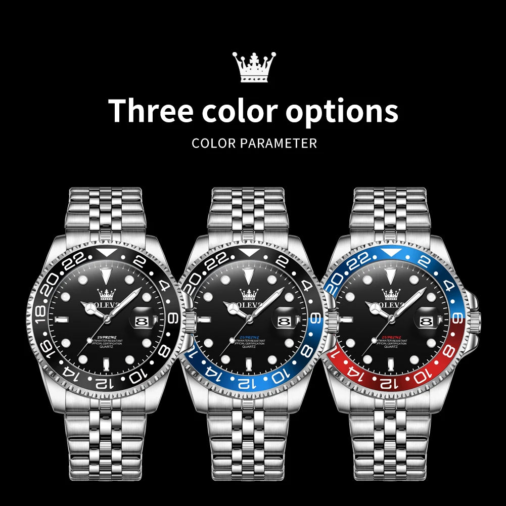 Mens Watch Original Calendar Wristwatch Waterproof Stainless Steal