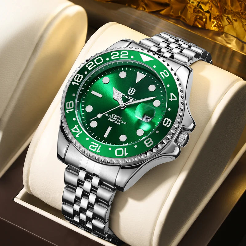 Men Watch Waterproof Luminous Date Man Watch Stainless Steel