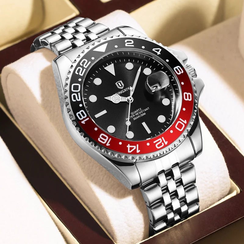 Men Watch Waterproof Luminous Date Man Watch Stainless Steel