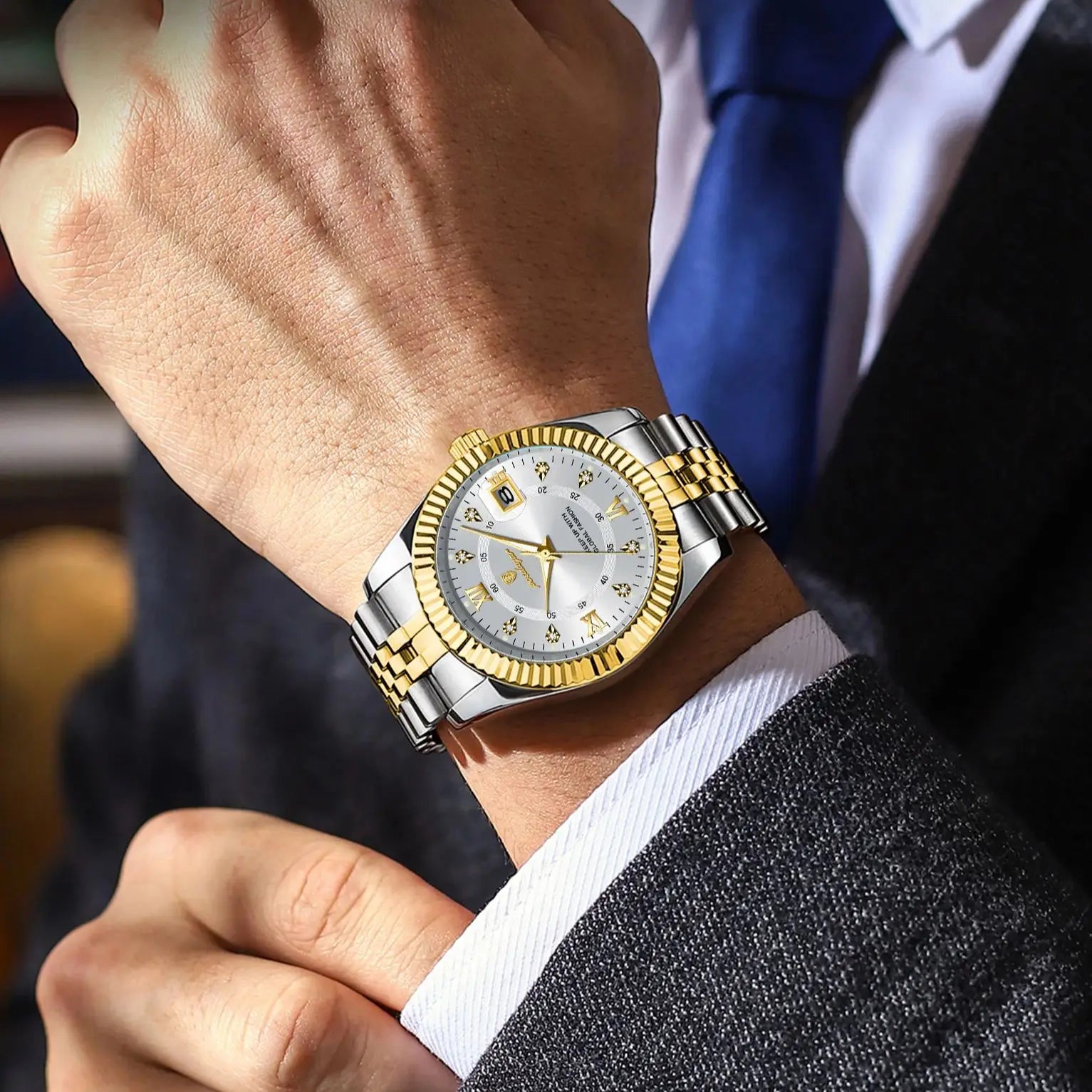 Men Wristwatch Waterproof Luminous Date Military Man Watch Stainless Steel