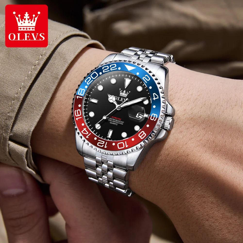 Mens Watch Original Calendar Wristwatch Waterproof Stainless Steal