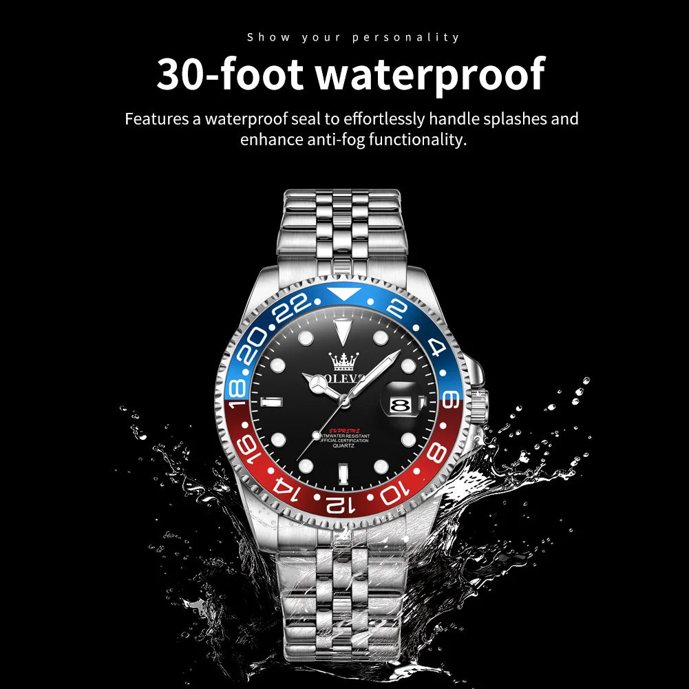 Mens Watch Original Calendar Wristwatch Waterproof Stainless Steal